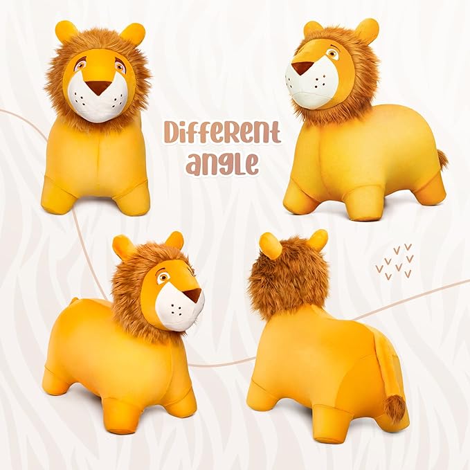 EVERICH TOY Lion Bouncy Horse, Inflatable Plush Hopping Toy, Bouncing Animal Hopper for Toddlers, Fun Ride-On Toy for Kids 18 Months-6 Years, Indoor & Outdoor Play, Great Gift Boys Girls