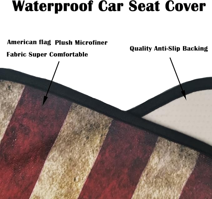 Car Seat Cover Protector Front Seats,for Gym Workout,Running,Swimming,Beach and Hiking,Waterproof Sweat Towel Bucket Seat Covers for Cars SUV Trucks (American Flag, 2Pcs)
