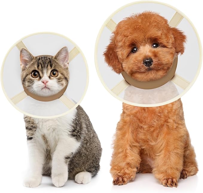 Soft Dog Cone Collar to Stop Licking-Adjustable Comfortable Mesh Recovery Cone After Surgery for Small or Miniature Dogs, Alternative to Plastic Elizabethan Collars for Neuter Incision Care (Brown,L)