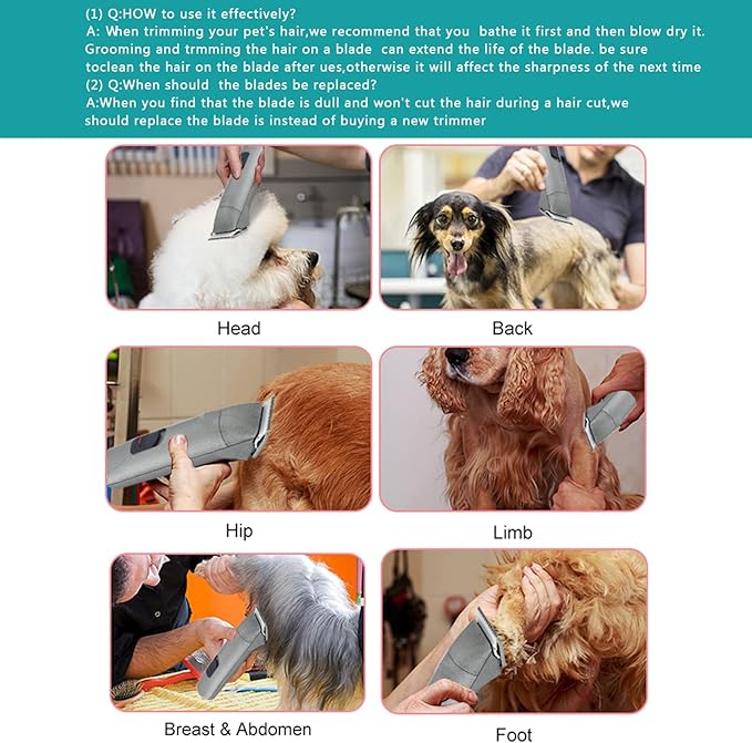 5PCS 10 Blades Dog Grooming Replacement Blades Compatible with Andis Pet Clipper/Oster A5/Wahl KM Series Dog Clipper,Ceramic Blade & Stainless Steel Blade, Size ：#10+30+40+5FC+4FC