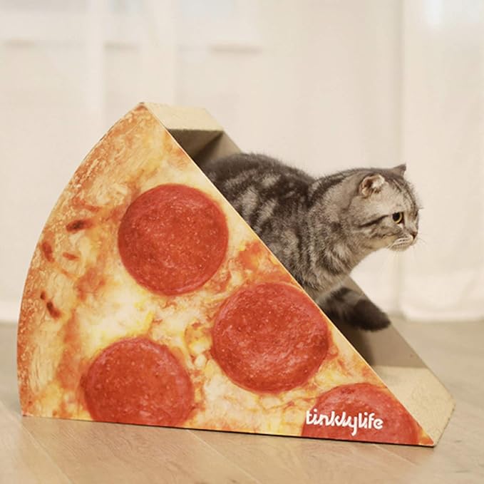 Cat Scratcher Cardboard, Looking Well with Delicious Pizza Shape Cat Scratching House Bed Furniture Protector