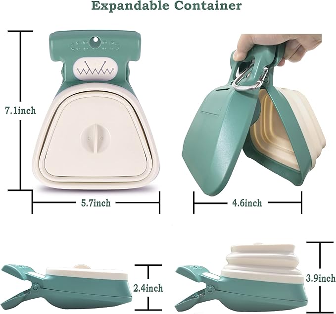 Pooper Scooper for Dog, Large Medium Small Poop Scoop with 30pcs Bag Attachment, Portable Dogs Waste Hands Free Outdoor Travel Walk Handheld Pickup