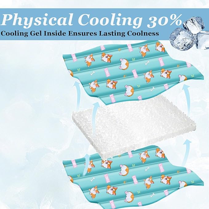 Dog Cooling Mat, Cooling Mat for Dogs & Cat, Provides Instant Relief for Small, Medium, Large Dogs, Washable, Non-Slip Design, Perfect for Hot Summer Days to Keep Pets Comfortable(Small 20''*16'')