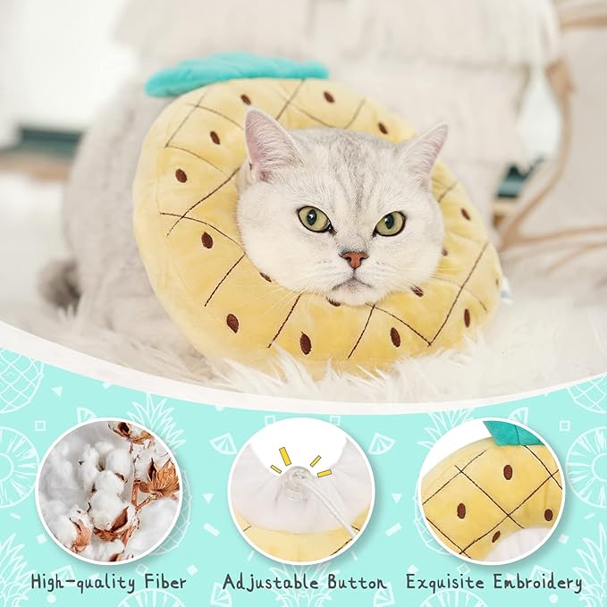 ANWA Adjustable Cat Cone Collar Soft, Cute Cat Donut Collar After Surgery, Kitten Recovery Cones to Stop Licking
