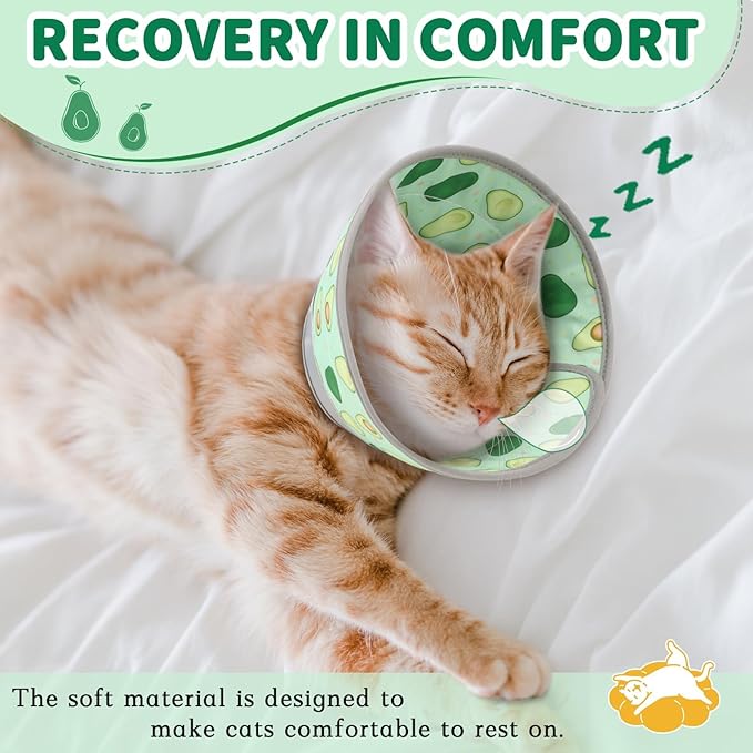Cat Cone Collar Soft, Comfortable Cat Recovery Collar Pet Cone for Small Large Cats, Lightweight Elizabethan Collar for Cats Kittens After Surgery Prevent from Licking Wounds, Green, S