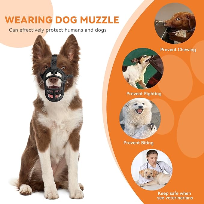 Dog Muzzle, Basket Muzzle Anti Biting Chewing, Sturdy Lightweight Muzzle Allows Panting Drinking, Cage Muzzle for Small Medium Large Dogs, Suitable for Grooming Trimming Training (Size 5)