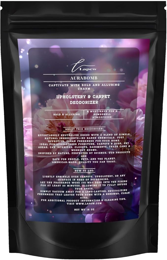 Aurabomb Carpet Freshener Powder 16 oz | Powerful Odor Eliminator for Home | Upholstery Deodorizer | Carpet Deodorizer | Pet Urine | Cat Litter Box