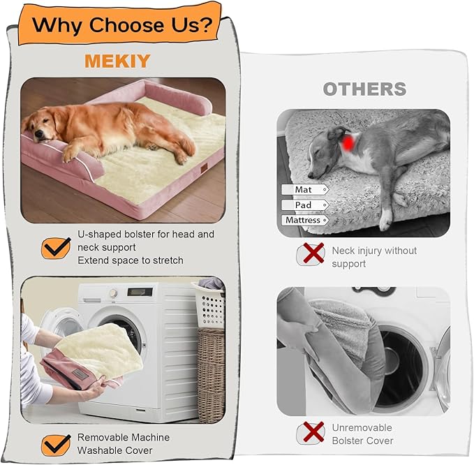 Dog Bed Medium Size Dog-Orthopedic Waterproof Bed for Dogs,Foam Couch Sofa with Washable Removable Cover & Non-Slip Bottom-Pink