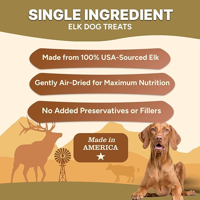 Gaines Family Farmstead Elk Chips for Dogs – 4 oz, Natural Single-Ingredient Dog Treats, High-Protein Rawhide-Free Chews, Healthy Grain-Free Snacks, Made in USA