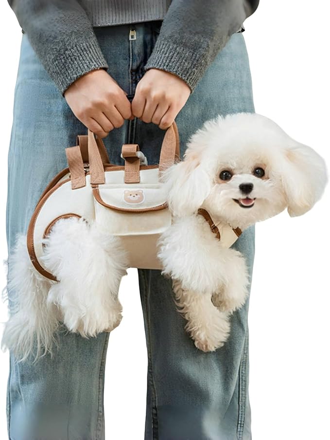 Portable Breathable Pet Carrier Sling & Backpack for Dogs & Cats, Adjustable Full-Body Harness with Traction Leash, Crossbody & Car-Friendly (Medium)
