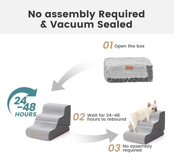 Gardner Pet Dog Stairs for Small Dogs 19.7" H, Curved 4-Step Pet Stairs, Dog Steps for High Bed (18-24 in), Couch with Durable Non-Slip Waterproof Fabric Cover and CertiPUR-US Certified Foam