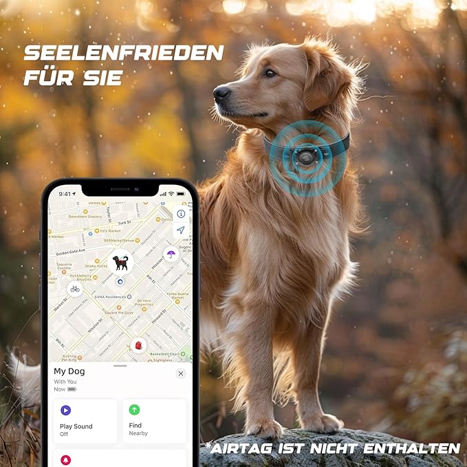 AirTag Dog Collar - Leather Dog Collar with Air Tag Holder | IPX8 Waterproof, Reflective, High - End, Adjustable Soft Padded | Dog GPS Tracker Collars Fit for Medium Large Dogs (Black, XL)