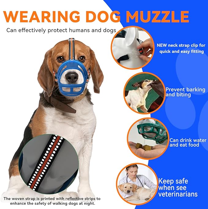 Dog Muzzle, Basket Muzzle for Small Medium Large Dogs, Anti-Biting and Chewing, Lightweight & Sturdy Cage Design, Allows Panting & Drinking, Ideal for Grooming & Training(Blue Size L)