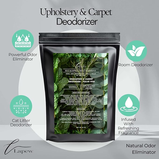 Eucalyptus Mint Harmony Carpet Freshener Powder Refill 36 oz | Powerful Odor Eliminator for Home | Upholstery Deodorizer | Carpet Deodorizer | Pet Urine | Cat Litter Box | Eucalyptus Spearmint