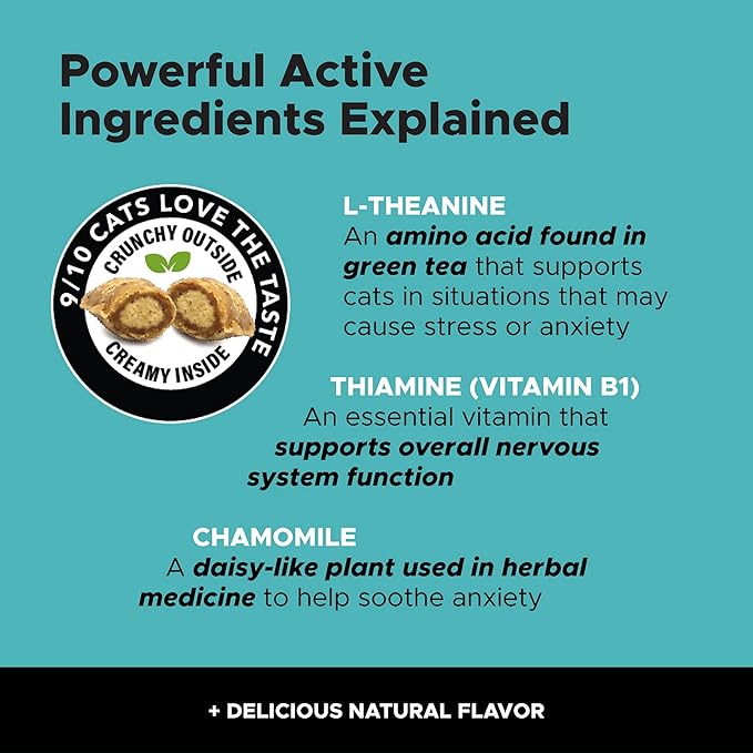 Calming Chews for Cats - Cat Anxiety Relief + Helps Reduce Stress - Behavioral Support & Promotes Relaxation for Travel, Boarding, Vet Visits, Separation Anxiety - Chicken (30-Day Supply)