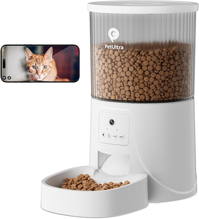 Automatic Cat Feeder with Camera - 2.4GHz APP - Controlled Cat Food Dispenser- Features HD Video for Indoor Use, Easy Setup & Cleaning, 2 - Way Audio, and a Desiccant Bag to Keep Food Fresh