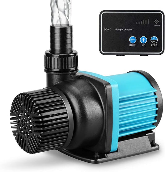 2640GPH 75W Aquarium 24V DC Water Pump with Controller, 18FT Lift Submersible and Inline Return Pump for Fish Tank,Aquariums,Fountains,Sump,Hydroponic,Pond,Freshwater and Marine Water Use
