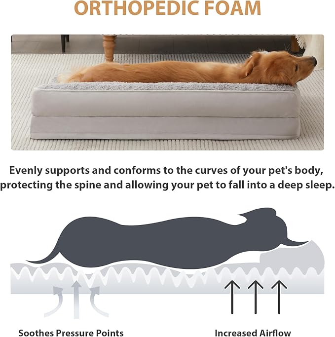 BFPETHOME Orthopedic Dog Beds for Large Dogs-Waterproof Sofa Dog Bed with Removable Washable Cover, Large Pet Bed with Waterproof Lining and Nonskid Bottom, Pet Bed for Dogs