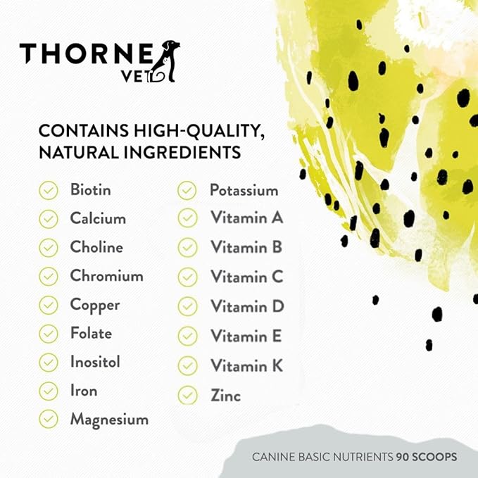 ThorneVet Canine Basic Nutrients Powder – Multivitamin Support for Dogs, 90 Scoops