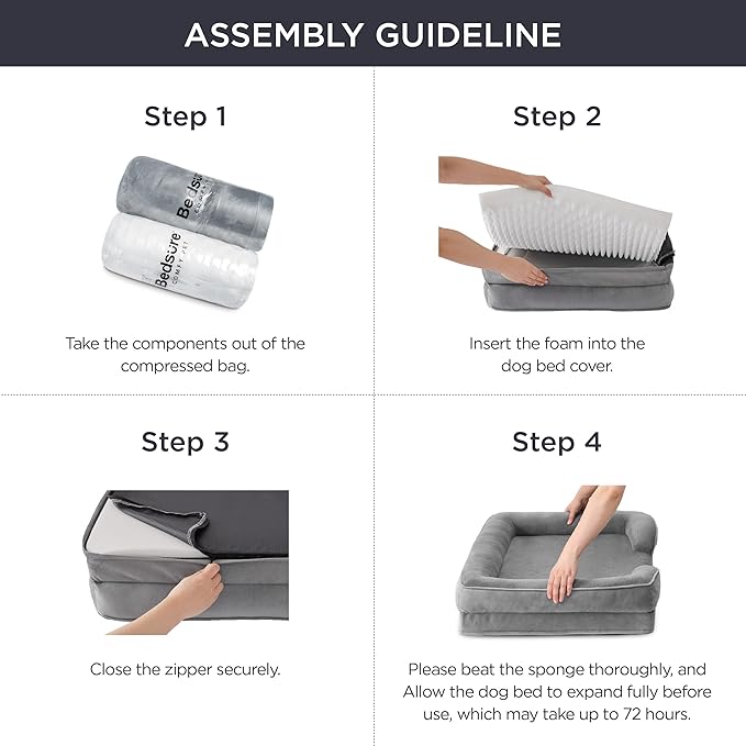 Bedsure Orthopedic Dog Bed Medium Size Dogs - Washable Medium Dog Cat Bed Waterproof, Comfort Pet Couch Sofa with Washable Removable Cover, Pets Bed with Nonskid Bottom, Brown, 28"