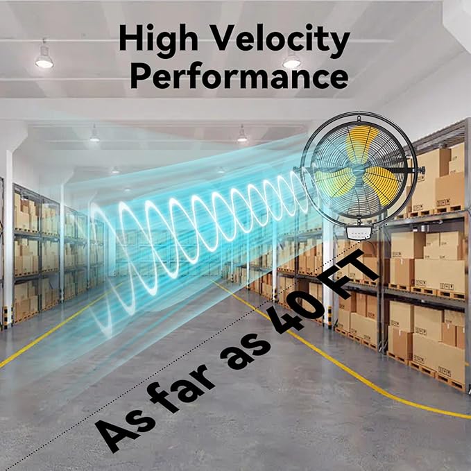 20 Inch 5200 CFM Wall Metal Fan Pro Series Remote Control, High Velocity Wall Mount Fans for Commercial, Residential, Warehouse, Covered Patio, Shop, Garage, Barn 3 Speed UL Safety Listed