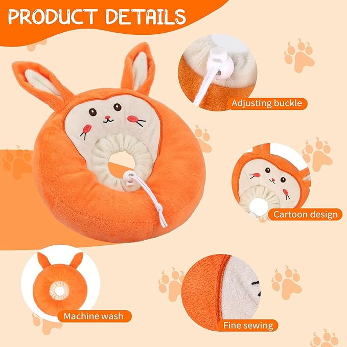 Adjustable Cat Collar Soft to Stop Licking After Surgery for Kitten, Alternative to Cone of Shame, Donut Cone for Cats, Pet Elizabethan Collar (Rabbit, Small)