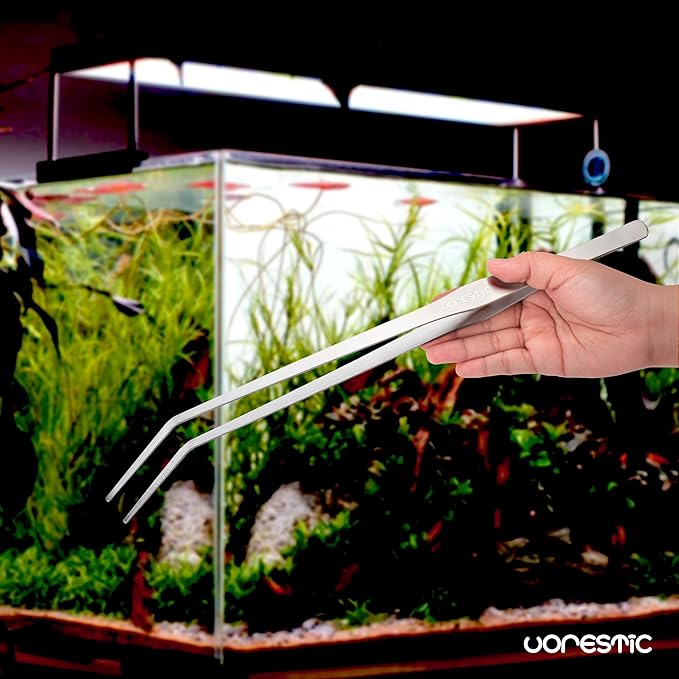 2 Pcs 15 Inch Tweezers, Heavy Duty Reptile Feeding Tongs, Aquarium Tongs, Reptile Tweezers Feeding, Reptile Tongs, Straight and Curved Long Tweezers for Aquarium and Terrarium