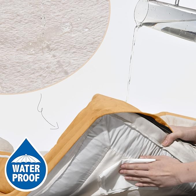 Comfort Expression Small Dog Beds Waterproof Orthopedic Foam Dog Sofa Beds for Medium Dogs Comfy Pet Bed with Washable Removable Cover & Non-Slip Bottom(Small,Khaki)