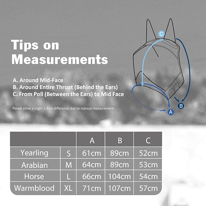 Harrison Howard Pro Luminous Horse Half Face Fly Mask Large Eye Space with Ears UV Protection for Horse Gentle Lavendar S