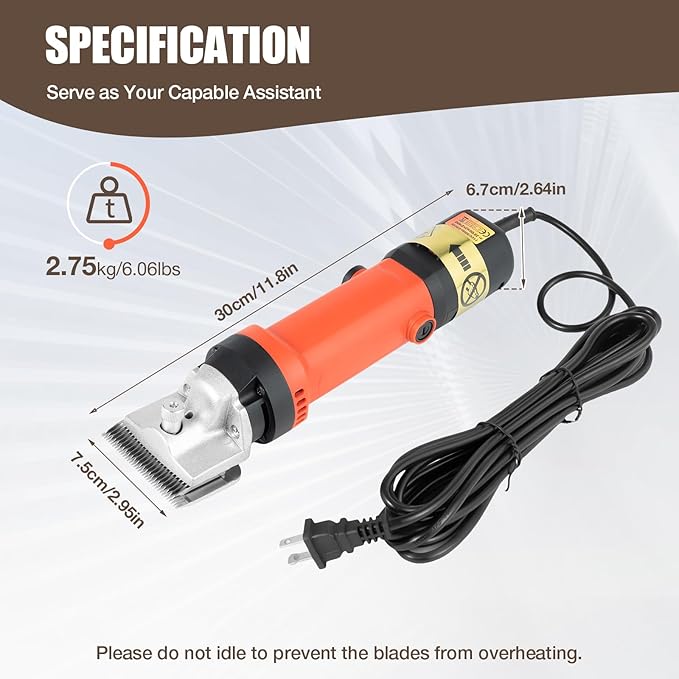 Horse Clippers, 350W Professional Heavy Duty Horse Grooming Kit, Electric Shearing Machine with 6 Speed Low Noise for Horse Pony Cattle and Large Livestock Grooming