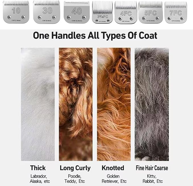 5Pack Dog Grooming Blades Compatible with Andis Dog Clippers,Dog Clipper Blades Compatible with Oster A5,Wahl km10 Dog Clippers for Animal Dog Cat Horse,Stainless-Steel Blade Sharp