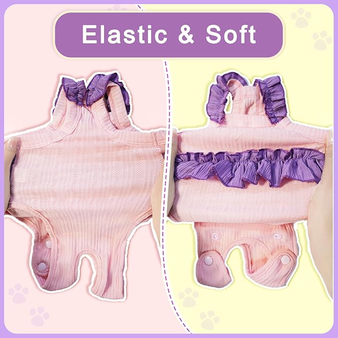 Cat Recovery Suit,Kitten Onesie After Surgery,E-Collar Alternative for Abdominal Wound and Skin Diseases,Soft Breathable Bodysuit After Spay（Orange-m）