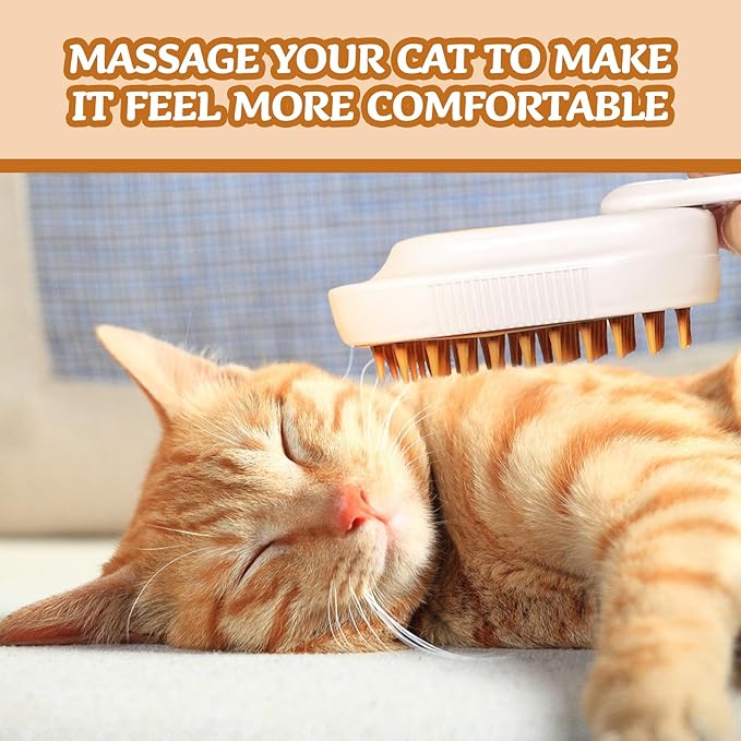 Cat/Dog Brush for Shedding - Steam Brush with Water, Hair Comb and Steamer for Pet Grooming (NEW WHITE)