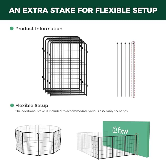 FXW Homeplus Unleashed Indoor Dog Playpen - Stress-Free and Safe Play, Heavy Duty 40 Inch 4 Wire Panels Dog Pen for Medium and Large Dogs, Black│Patented