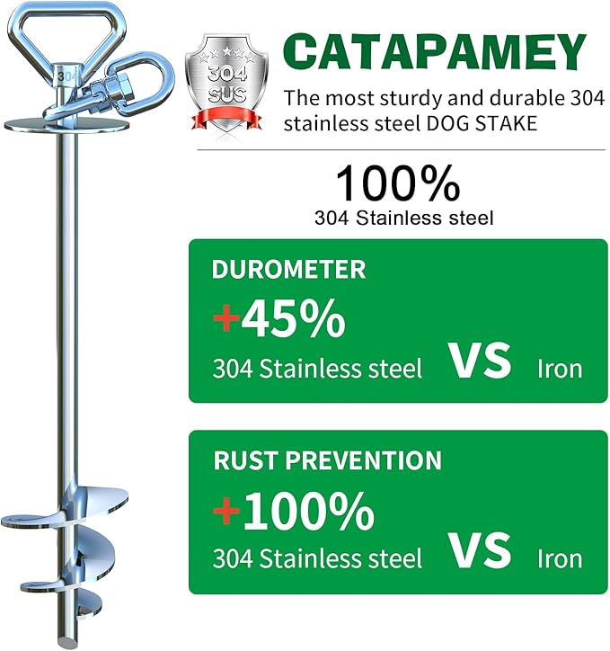 Dog Tie Out Cable and Stake,with 20FT Heavy Duty Cable,360° Swivel Dog Run Stake-No Tangle-Runner for Yard,Up to 150 lbs- Idela for Yard Outdoor Camping