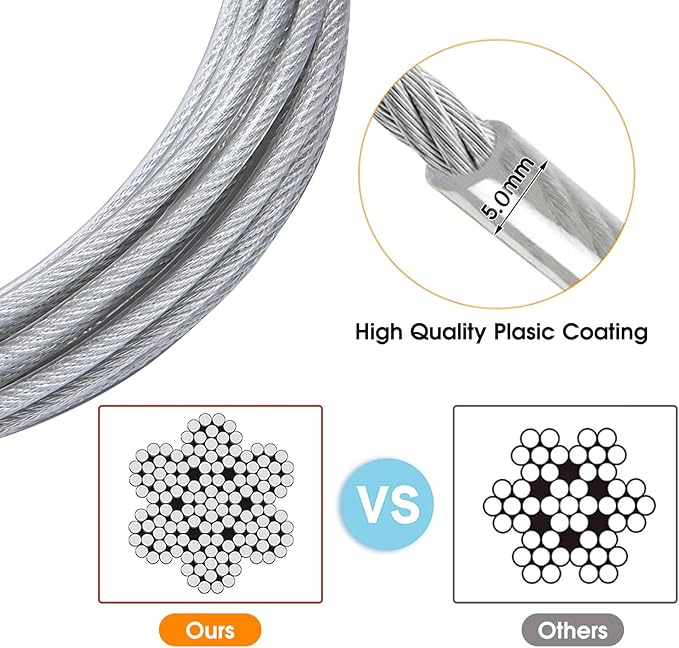 Dog Tie Out Cable for Dogs Outside Up to 125/250lbs,10/20/30/50FT Long Dog Leashes&Chains,Small-Large Dogs Runner Cable for Yard,Heavy Duty Lead Line for Outdoor,Camping,Yard(250lbs 20FT, Silver)