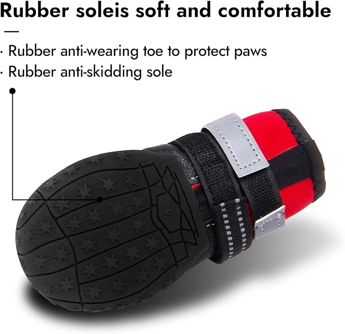 Dog Shoes Winter Snow Boots for Large Size Medium Dogs Reflective Anti-Slip Paw Protectors for Rain Booties Hot Pavement Hardwood Floors Running Water-Resistant Dog Shoes(Red, 2# (2XS))
