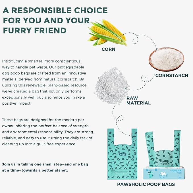 Cat Litter Bags and Dog Poop Bags with Handle, 180 Counts, Cornstarch Based Extra-Thick&100% Leak Proof,Pet Waste Bag for Kitty and Doggie (Lavender Scented)