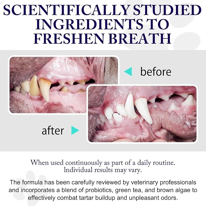 Dog Teeth Cleaning Powder - Dog Dental Powder - Targets Tartar & Reduces Plaque & Bad Breath - Teeth Cleaning Made Easy Eliminate - Formulated for Small, Medium, Large Dogs (2PCS)