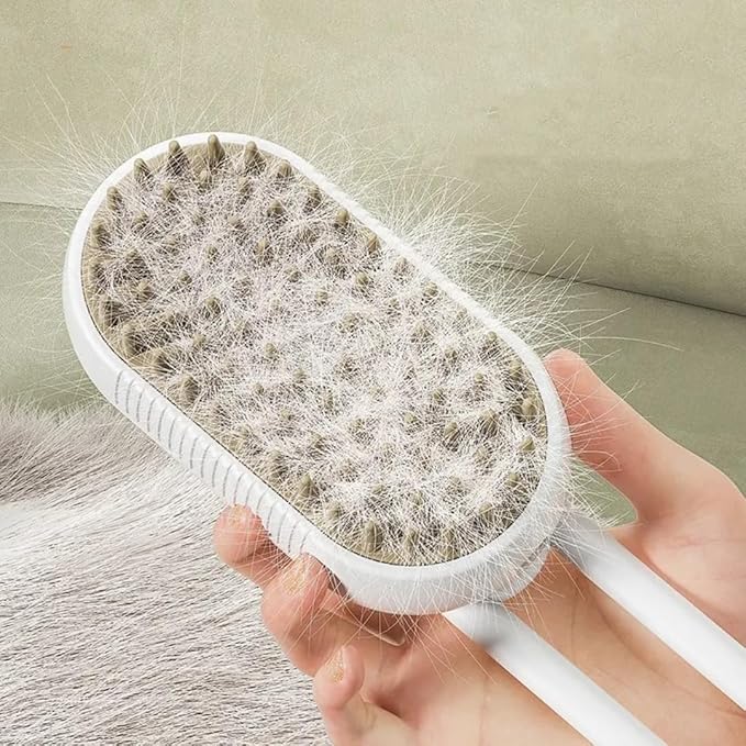 Generic Cat Steam Brush,Rechargeable with Handle,Self-Cleaning Grooming Tool,for Cats and Dogs,4 In1 Cat Steamy Brush, Multifunctional Hair Comb for Removing Tangled and Loose Hair (white)