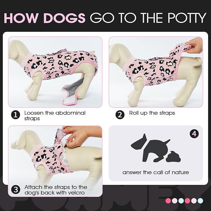 FUAMEY Recovery Suit for Dogs After Surgery,Soft Breathable Dog Bodysuit E-Collar & Cone Alternative Surgical Suit,Male Female Dog Neuter Spay Suits Anti Licking Wounds Onesie Pink Leopard L