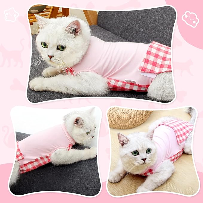 Cat Recovery Suit for Abdominal Wounds or Skin Diseases, Cat Onesie for Cats After Surgery Female Kitten Recovery Suit, Breathable E-Collar Alternative for Cats After Spay Anti Licking Wounds