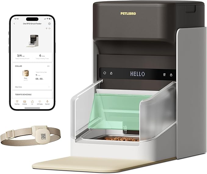 PETLIBRO RFID Automatic Cat Feeder, Collar Tag-Activated Personalized Meals, 5G&2.4G Wi-Fi Programmable Cat Food Dispenser with Cats Recognition & Diet Tracking for Multi-Pet Homes and Different Diets