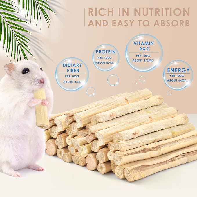 Bissap 700g/1.5Ib Sweet Bamboo Chew Sticks for Rabbits, Bunny Chewing Sticks for Rabbits Hamster Chinchilla Guinea Pigs Rabbit Small Animals Natural Treats Teeth Grinding Toys