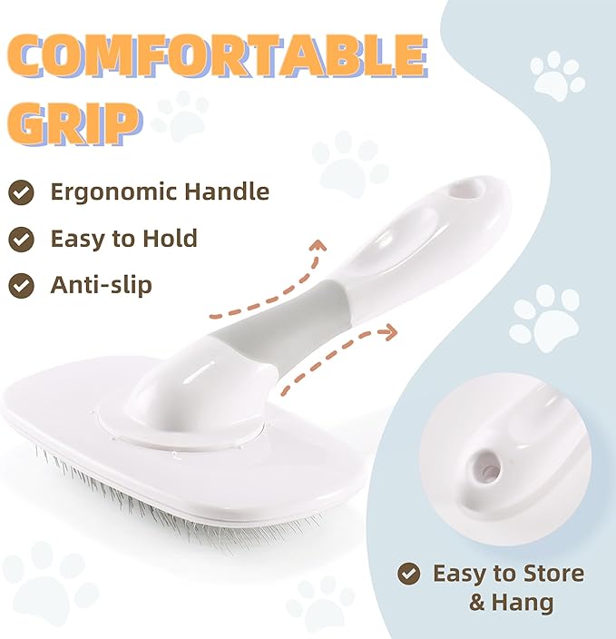 360°Rotating Dog and Cat Brush with Soft Pins Gentle Slicker Brush for Small Dogs Puppies Yorkies Poodles Cats Removes Loose Fur