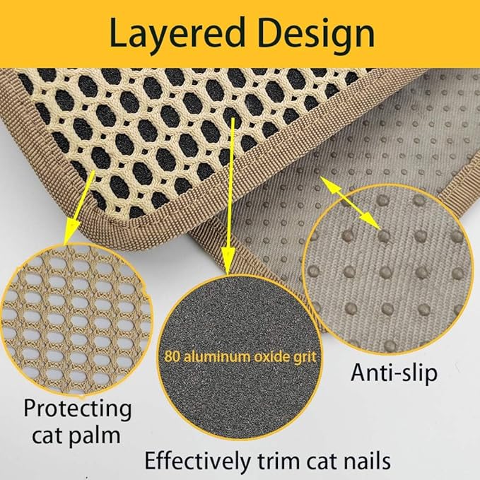 Cat Nail File Scratcher Wrapped Around Cat Scratching Post, 14.81x11.12 Inches, Cat Scratch Pad That Files Nails, Protects Post