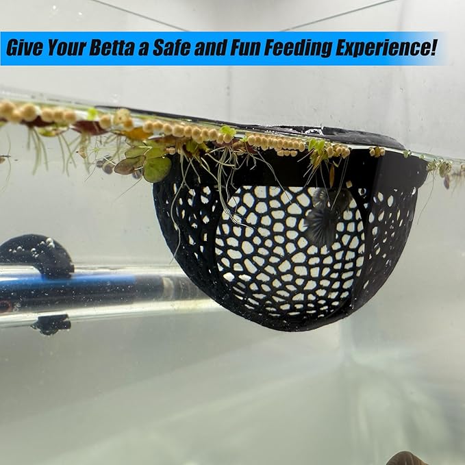 Aquarium Floating Betta Fish Skins, Betta or Shrimp Feeder, Cave and Hammock, Small Fish Feeding Rings, Aquarium Hiding Feeding Decorative Accessories (Blue)