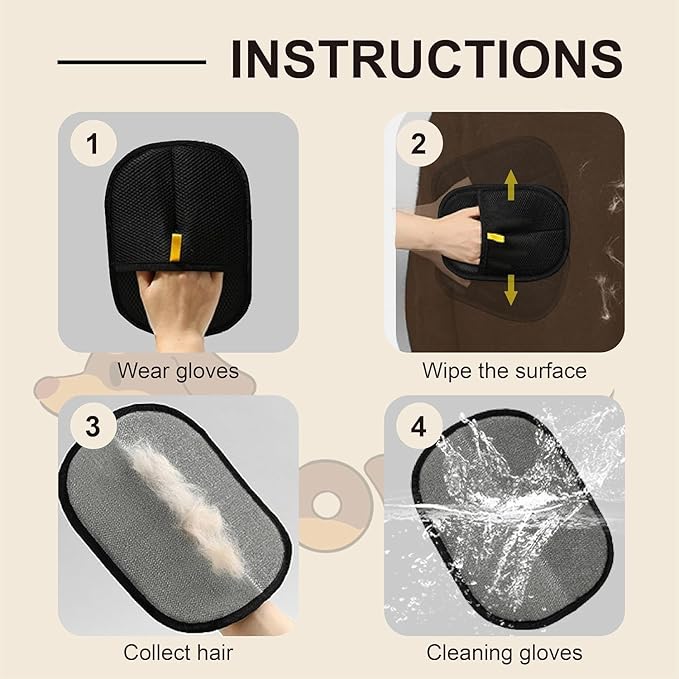 Pet Hair Removal Glove for Dogs & Cats, Newly Upgraded Reusable Electrostatic Pet Hair Gloves, Pet Hair Remover Tool for Clothing, Couch, Carpet, Car Seat(1pcs)