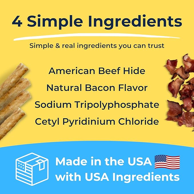 Tartar Shield Soft Rawhide Chews | Safe Dental Treats for Small Dogs | Vet VOHC Approved | Daily Bone Cleans Teeth & Gums Fresh Breath Oral Health Support | USA Made | (Small Dogs / 30 Count)