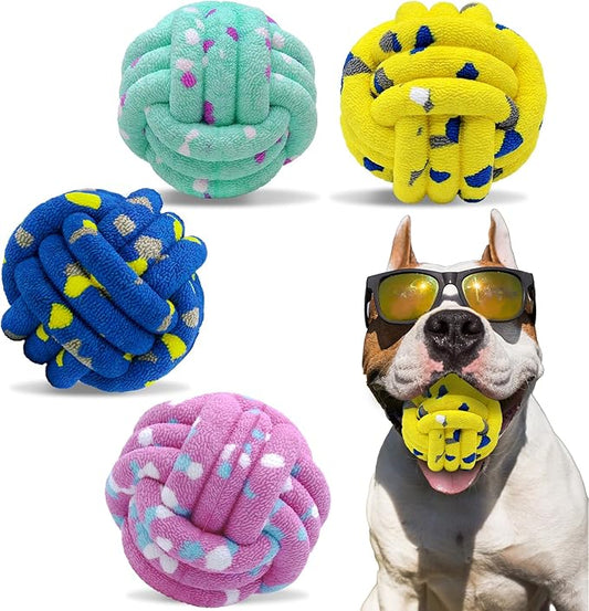 Dog Balls Tennis Ball Toys Dog Toy for Aggressive Chewers Indestructible Teething Chew Toys Water Toy Fetch Ball for Dogs (4 Pack)